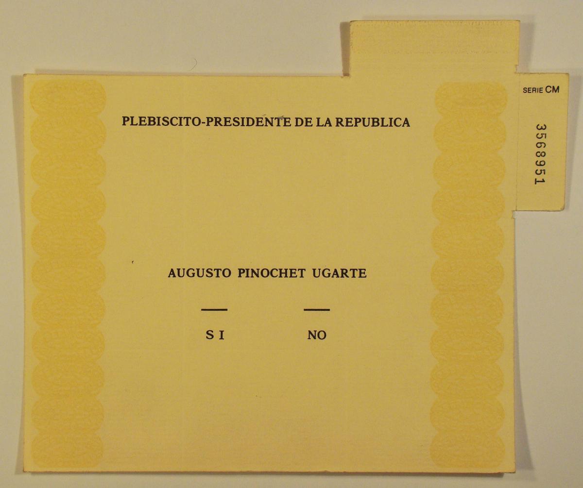 Бюллетень референдума в Чили, 1988 год. Фото:  Wikimedia Commons