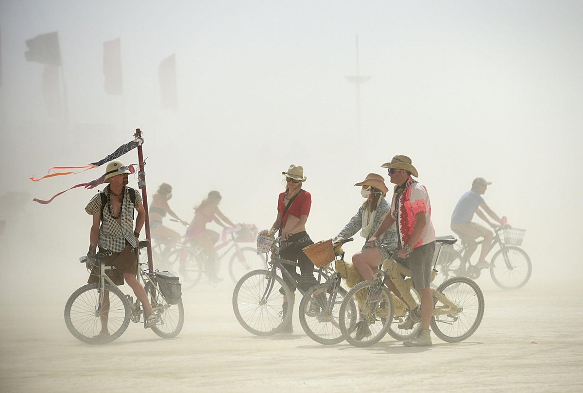 Посетители фестиваля Burning Man, 3 сентября 2015 года. Фото: Andy Barron / Reno Gazette-Journal / AP / Scanpix / LETA